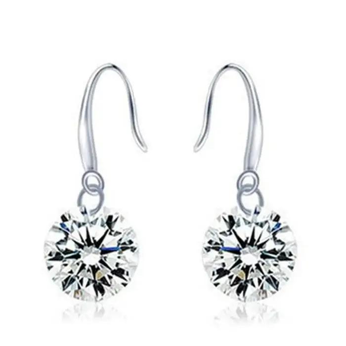 Boucles d'oreilles en argent Sterling 925 serties de zircon scintillant pour femmes occasions spéciales soirée élégante à offrir cadeau mariage anniversaire