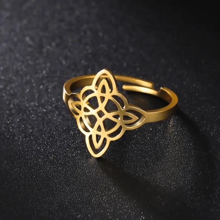 Bague ajustable Nœud de Sorcière pour Femme en Acier Inoxydable