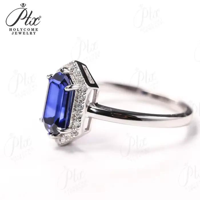 Bague bouclier Moissanite diamant rubis saphir hexagone 925 alliance en argent sterling bijoux pour femme Cadeaux
