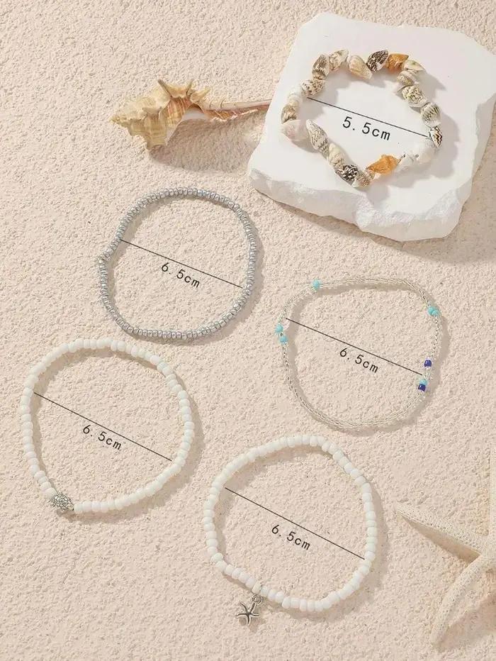Ensemble de bracelets de cheville en perles pour femmes