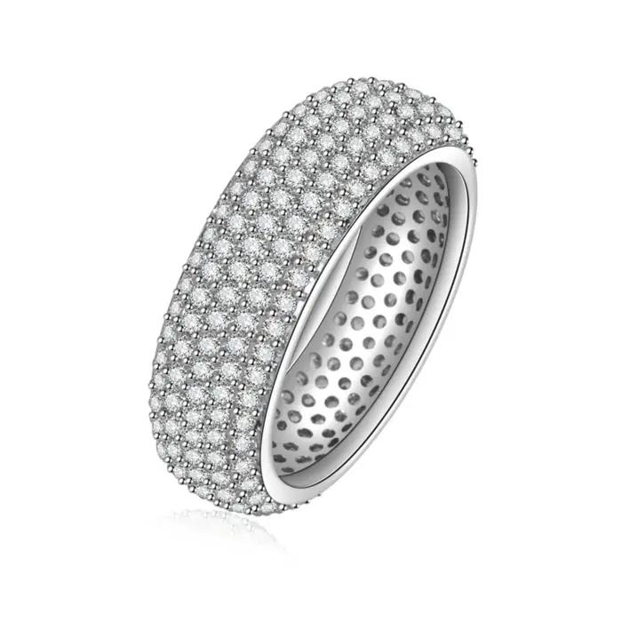 Bague en argent sterling 925 plaqué or 18 carats avec diamant, bague circulaire élégante et décorative, éblouissante