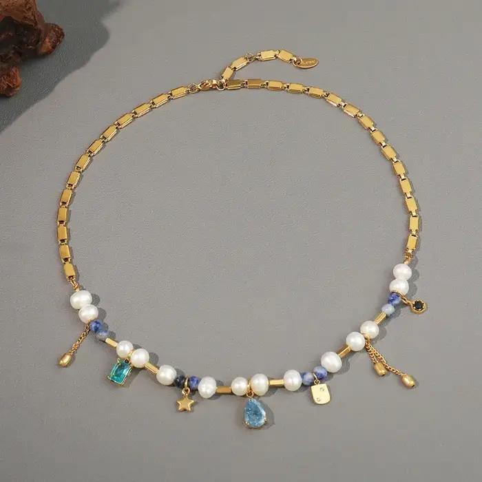Collier de perles d'eau douce de style cour français vintage