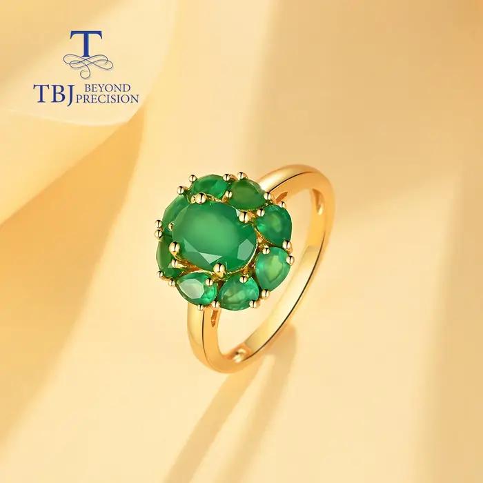 Bague en argent sterling 925 sertie d'agate verte élégante et sophistiquée pour femmes et filles occasions spéciales anniversaires cadeaux de mariage