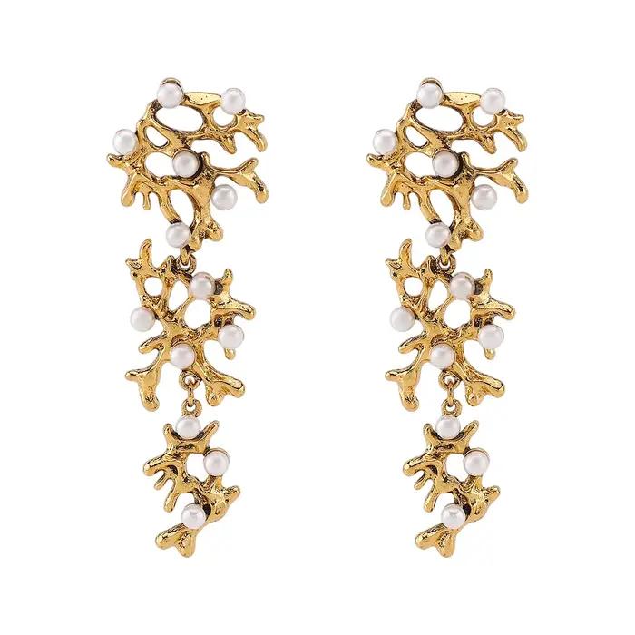 ZAA Vintage longues boucles d'oreilles irrégulières balancent luxe strass clouté déclaration à la mo