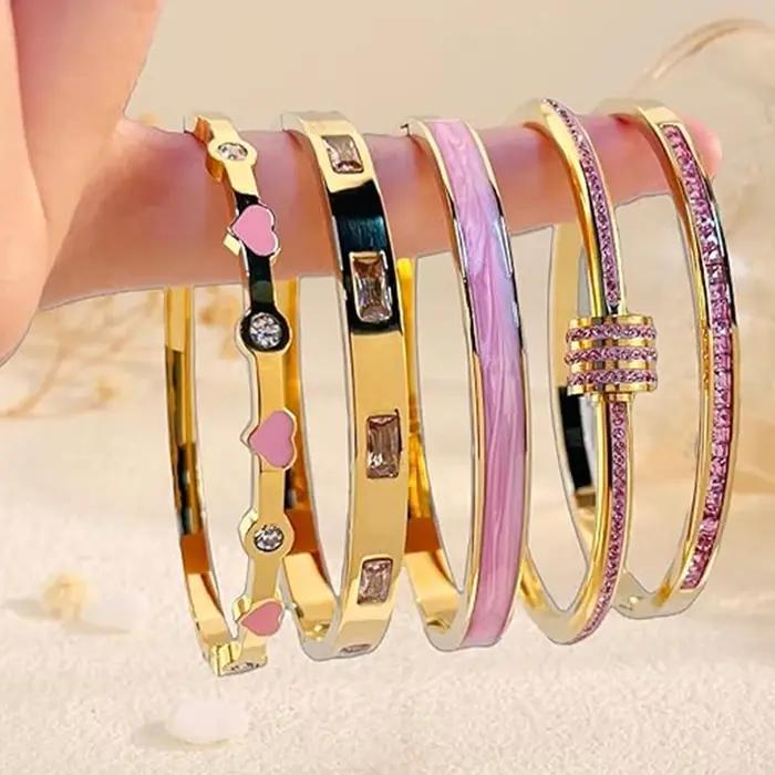 Ensemble de bracelets empilables de couleur or pour femmes