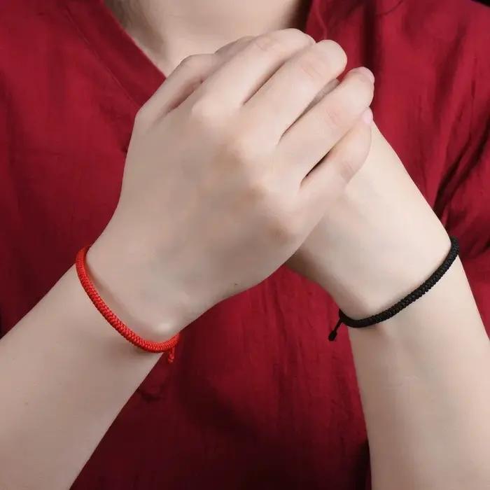 Bracelets porte-bonheur rouges faits à la main pour femmes et hommes