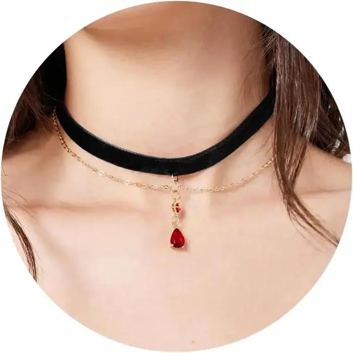 Colliers noirs pour femmes élégants en velours et cuir avec dentelle, cadeaux gothiques pour occasions spéciales