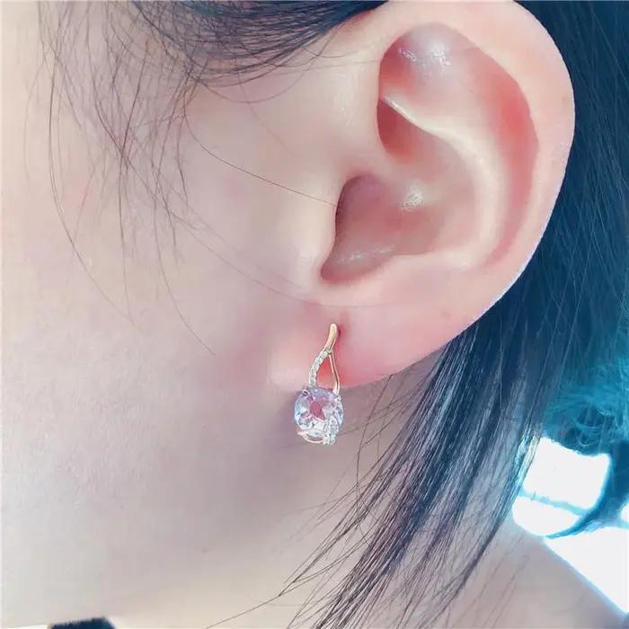 Boucles d'oreilles plaquées or rose 14 carats pour femmes, style classique, élégantes et brillantes, idéales pour les mariages et les occasions formelles