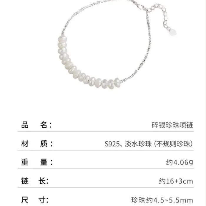 Bracelet en argent concassé avec perles d'eau douce naturelles pour femmes style classique et élégant occasions spéciales