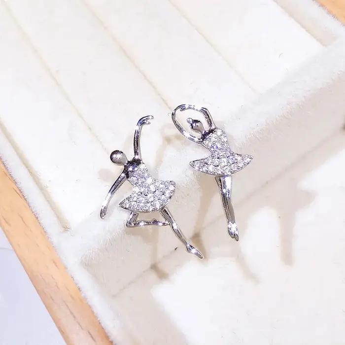 Boucles d'oreilles ballerine à paillettes pour femmes et filles, bouchons d'oreille glamour, nickel