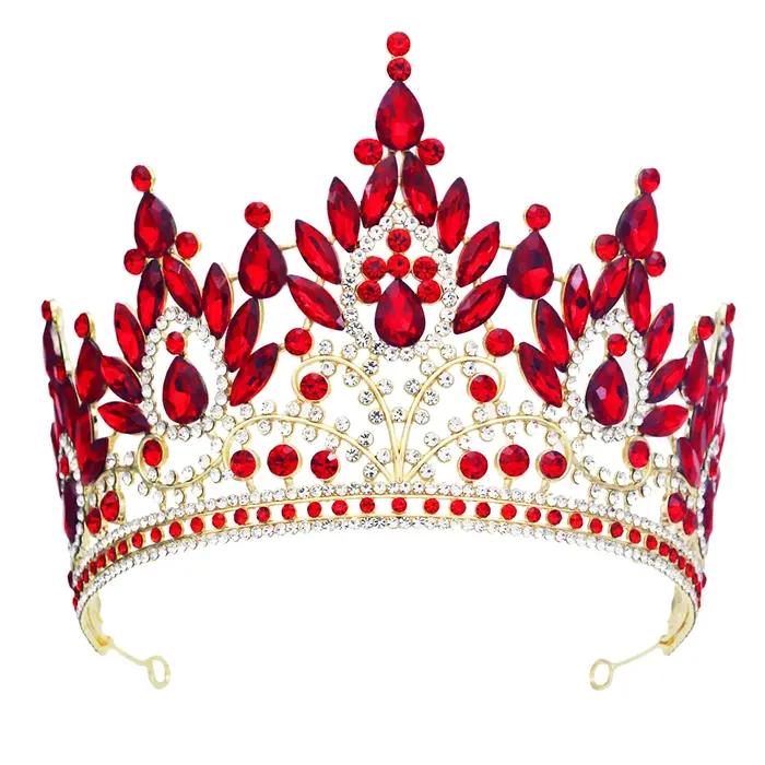 Couronne de luxe pour femme grande tiara diadème mariage bijou cheveux accessoire tête concours beauté occassions spéciales or rose or pur plaqué argent rhodium imitation