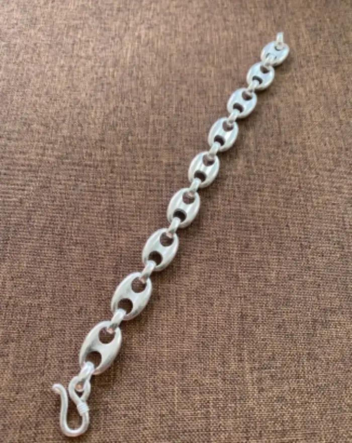 Bracelet à maillons marinés en cuivre blanc