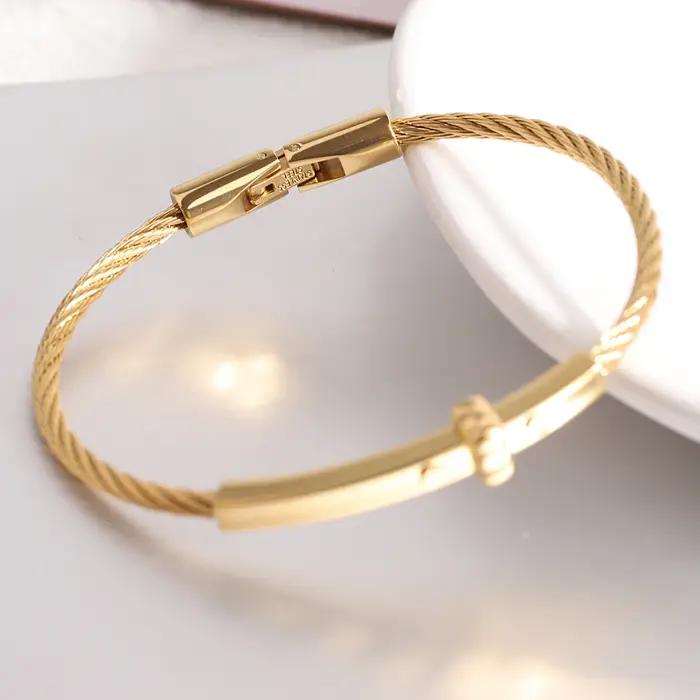 Bracelet en fil tressé tendance avec accent de barre en métal – Bijoux à serrure magnétique durables pour hommes et femmes