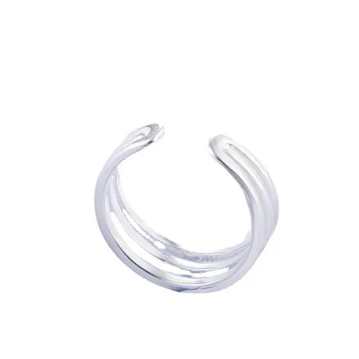 Nouvelle mode Version coréenne du Simple populaire 925 bijoux en argent Sterling ouverture réglable à trois niveaux anneaux créatifs R182