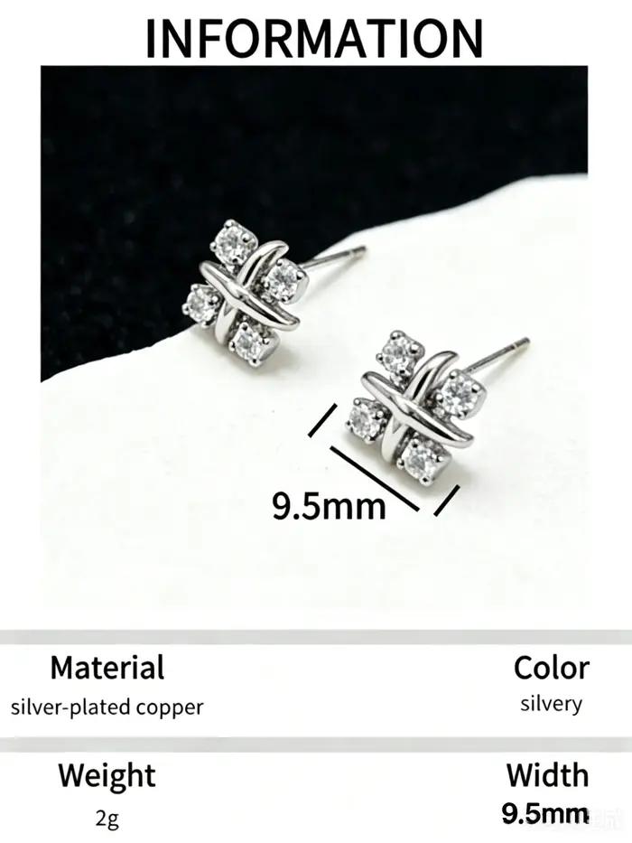 Boucles d'oreilles en or 18 carats en forme de "X" avec diamants colorés, adaptées aux femmes pour u