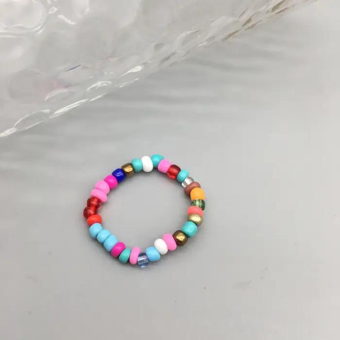 Bagues en perles de rocaille simples pour femmes, bagues en perles de cristal à la mode, mignonnes e