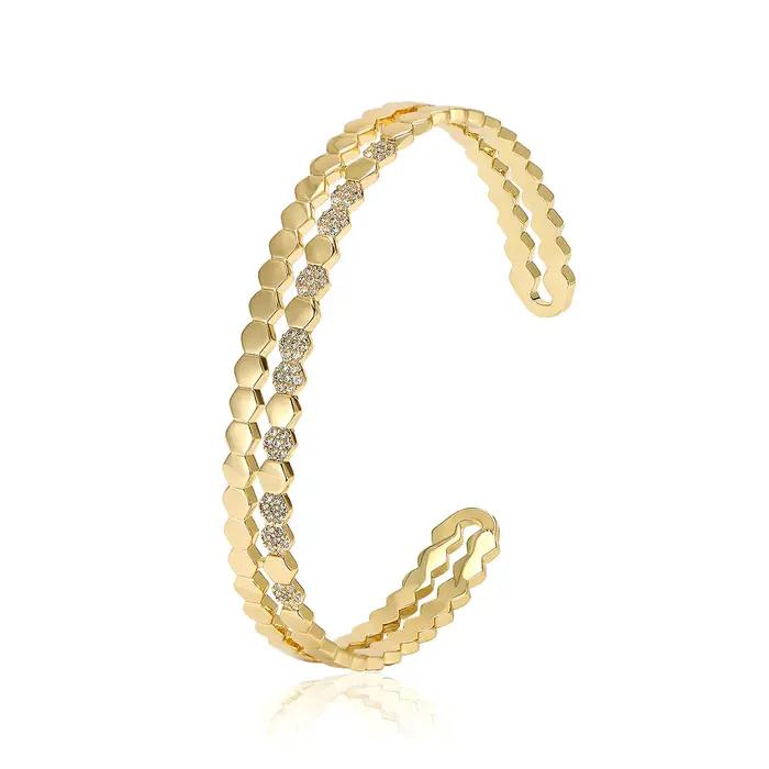 Bracelet ouvert en cuivre et zircone de luxe Beaut&Berry pour femmes, unisexe, mode décontractée, ac