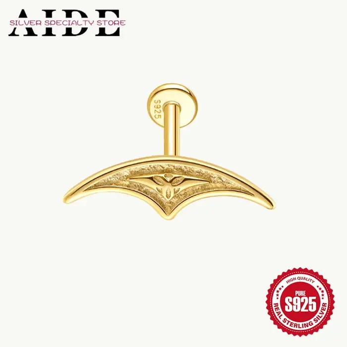 AIDE 925 argent Sterling 1 pièce brillant géométrique voilier caché Helix Piercing boucle d'oreille pour les femmes Punk bijoux personnalités mode
