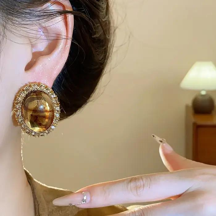 Boucles d'oreilles ovales en résine pour femmes