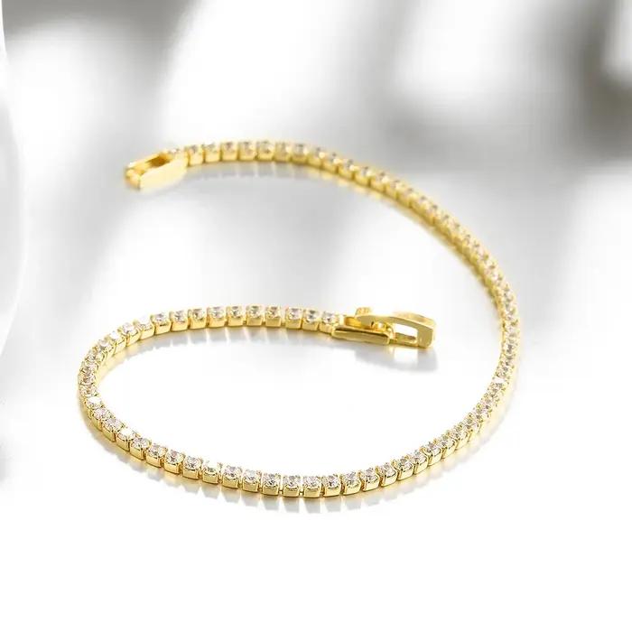 Lihong pur 925 bijoux en argent 18CM Bracelet de Tennis 2mm zircone cadeau d'anniversaire véritable Bracelets
