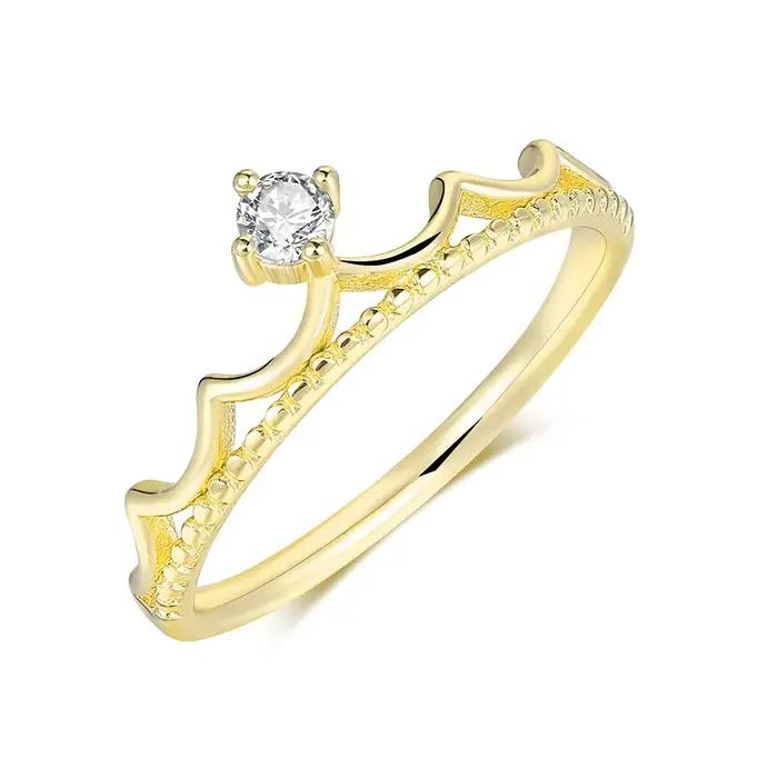 Bagues délicates couronne de princesse pour femmes, couleur or Rose, accessoire de fête quotidien, b