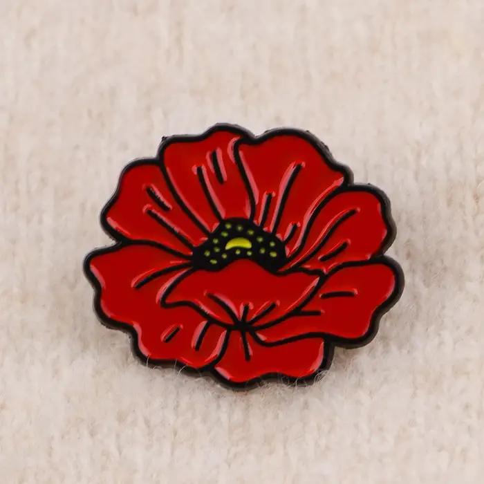Broches en émail plantes de pins fleurs pavot rouge badge accessoires vêtements bijoux mode cadeaux occassions spéciales femmes hommes