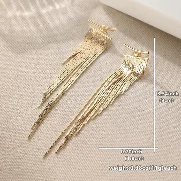 Boucles d'oreilles à pampilles dorées exquises pour femmes, élégantes et brillantes, accessoires de bijoux pour le quotidien, les fêtes et les banquets, artisanat