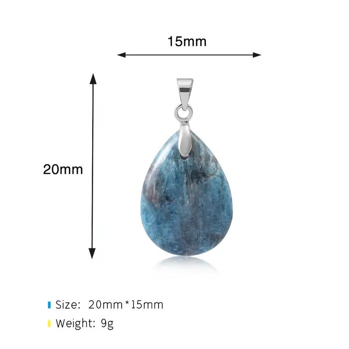 Nouveau Pendentif Goutte d'Eau en Pierre Naturelle et Cristal