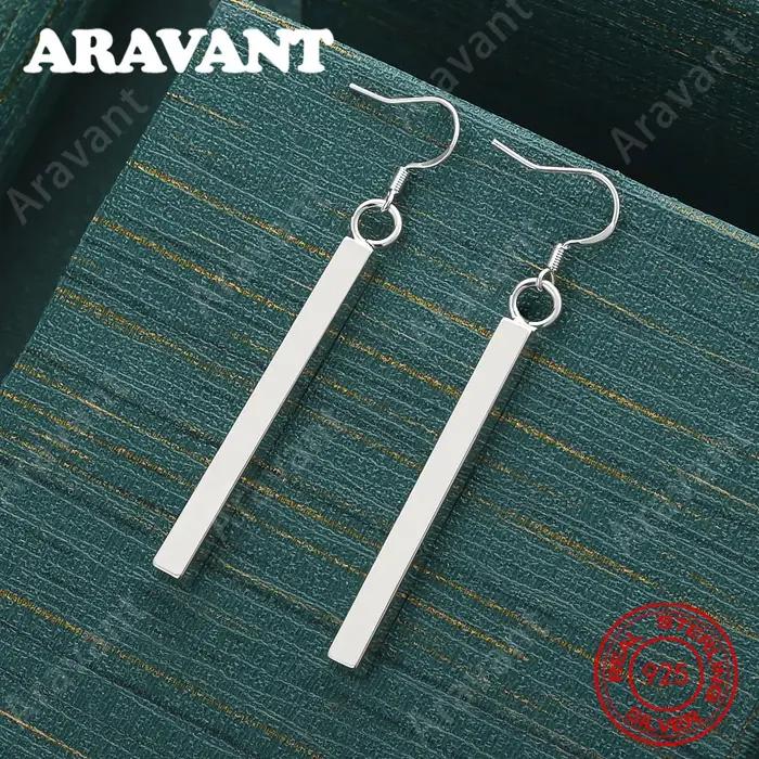 Boucles d'oreilles rectangulaires en argent sterling 925 pour femmes style vendange pour mariage et occasions spéciales
