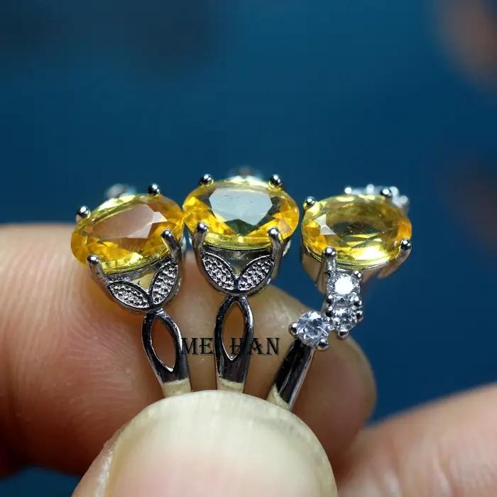 Bague réglable en améthyste naturelle et citrine pour femmes