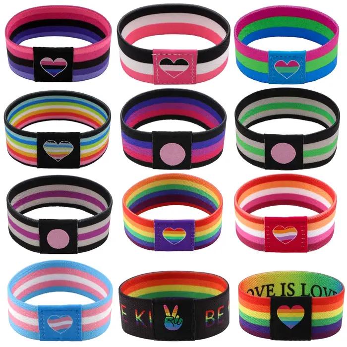 LGBT arc-en-ciel drapeau Bracelet brassard Sport Bracelet élastique Bracelets accessoires de mode Bracelets brassard cadeau