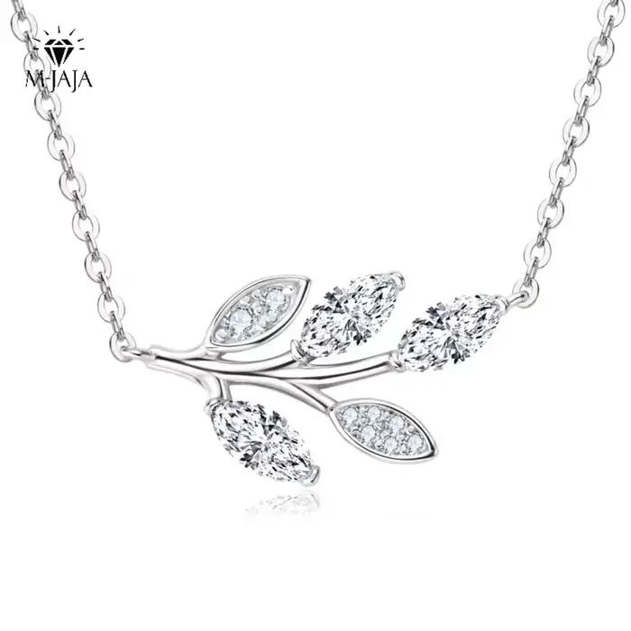 M-JAJA Moissanite feuille pendentif collier Marquise coupe diamant