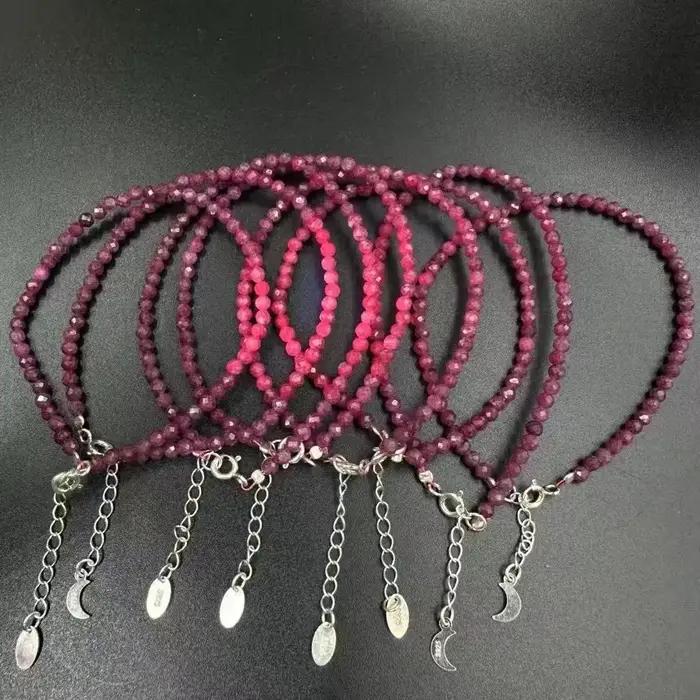 Bracelet en argent sterling 925 sertie de rubis naturels pour femmes et hommes occasions spéciales cadeau unique