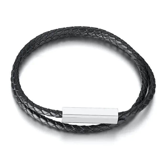 Bracelet tressé en cuir personnalisé pour hommes et femmes, bracelet gravé avec nom personnalisé, 19