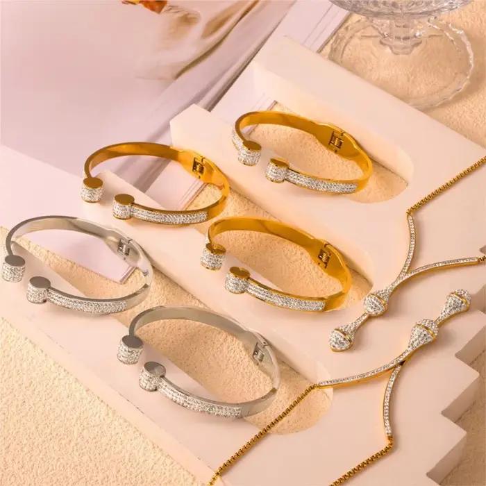 Zcompresses-Ensemble de bijoux incrustés pour femme