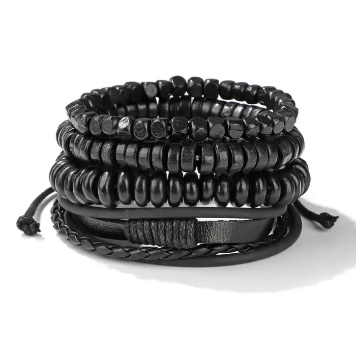 Bracelet tressé en cuir rond pour hommes et femmes
