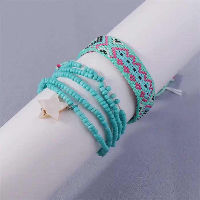 Bracelets de cheville brodés tressés bohèmes faits à la main pour filles
