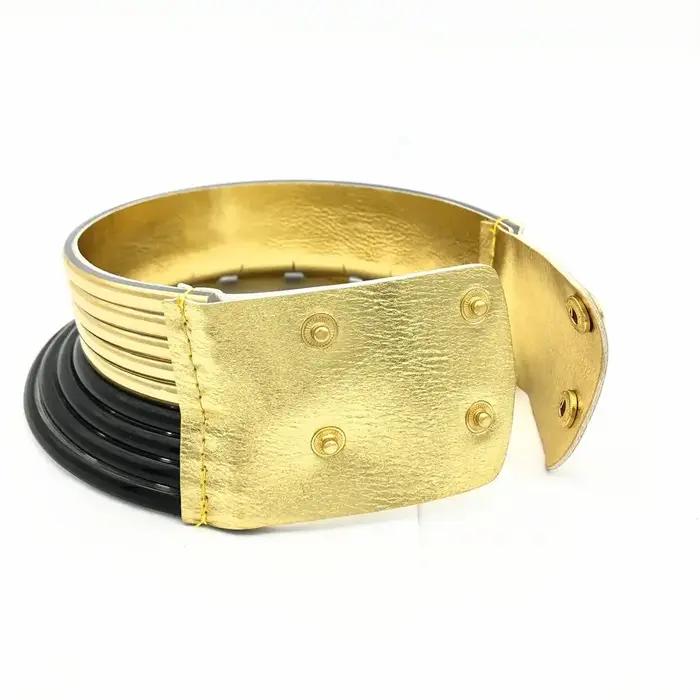Collier ras du cou vintage en cuir doré bijou africain style moderne pour femmes soirées spéciales