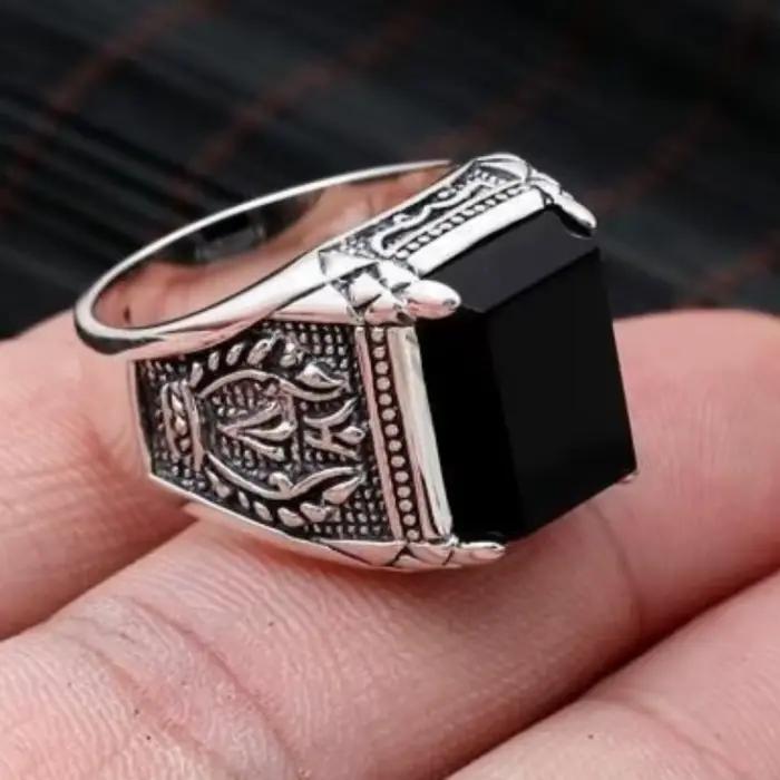 Bague en argent 925 sertie d'agate pour hommes et femmes occasion engagement romantique vintage