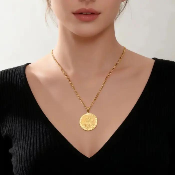 Lucktune Saint Raphael archange collier à breloques en acier inoxydable