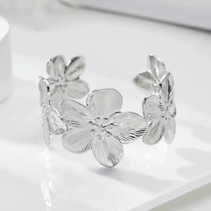 Bracelet manchette fleur vintage tendance pour femme