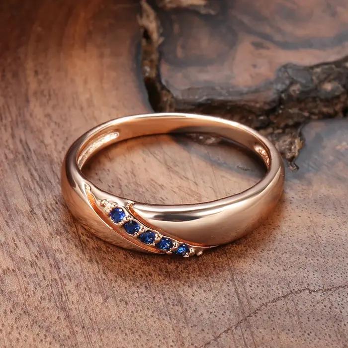 Kinel – bague de luxe Vintage en Zircon naturel bleu pour femmes