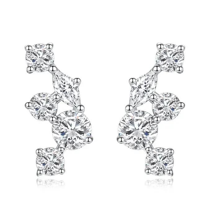 Vinregem – boucles d'oreilles scintillantes en diamant à haute teneur en carbone pour femmes, clous