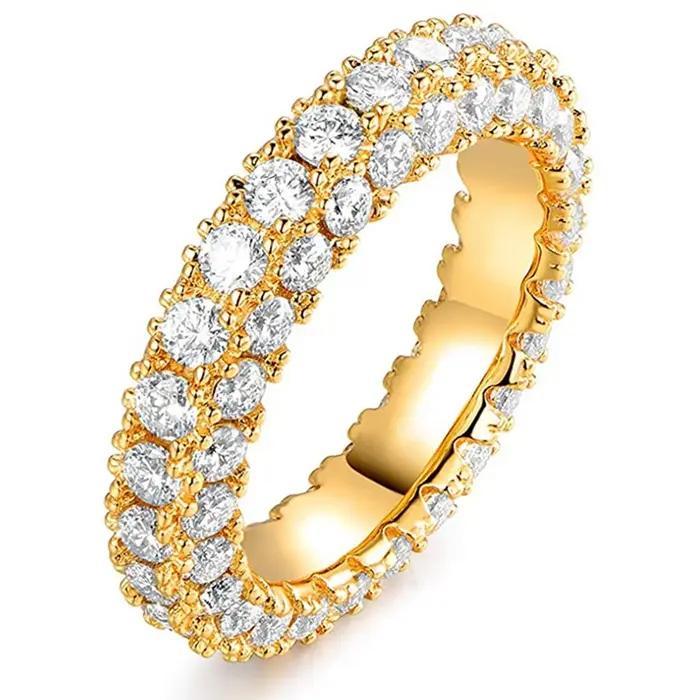 Huitan – bague de mariage de promesse de luxe pour femmes, Micro pavé de zircone cubique, Simple et