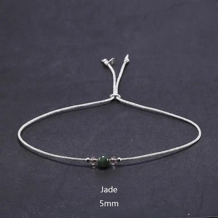 Bracelet en pierre de lune fait à la main, corde fine avec cristal naturel, perles en argent Sterlin