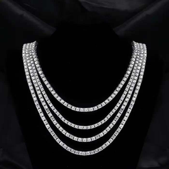 Hip Hop 5MM chaîne de Tennis glacé Bracelet collier hommes mode couleur argent Tennis bijoux chaînes femmes 20 pouces tour de cou Punk cadeau