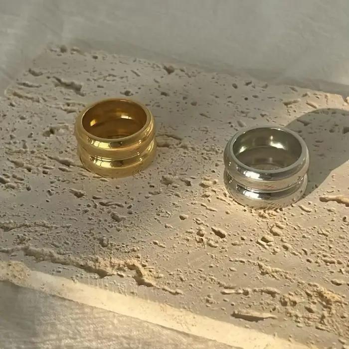 Bagues Vintage en acier inoxydable plaqué or 18 carats