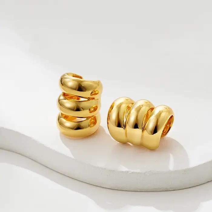 Manchette d'oreille plaquée or carillon pour femme