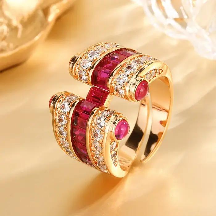 Bague ouverte réglable de luxe pour femmes