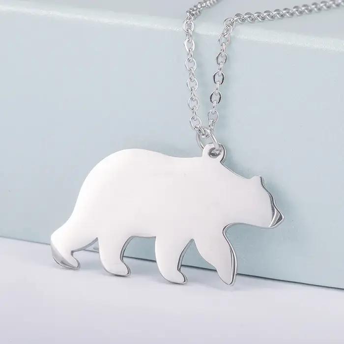 COOLTIME ours Animal pendentif collier en acier inoxydable bijoux mode colliers pour femmes déclaration anniversaire cadeau d'anniversaire